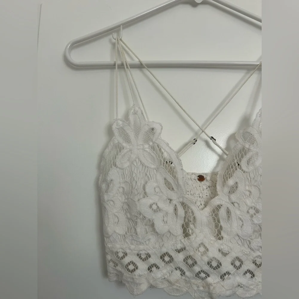 Free People One Adella White Lace Bralette Crop Top size s boho chic festival